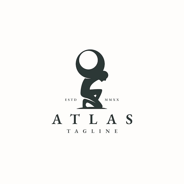 Titan Atlas Greckiej Bogini Logo Ikona Szablon Projektu Płaski Wektor