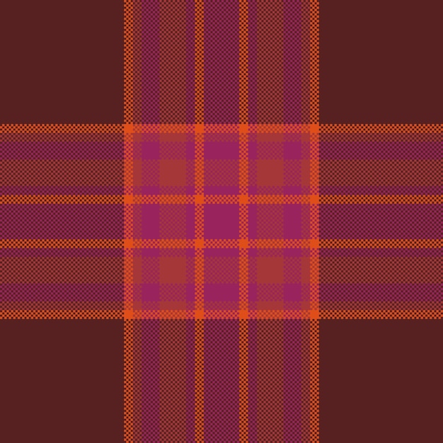 Tkanina bezszwowa z teksturą wektorową z wzorem tle włókienniczym tartan w kolorach czerwonym i różowym