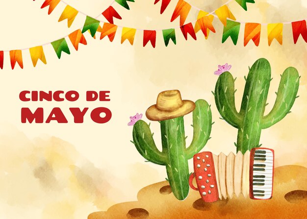 Tło Akwarela Cinco De Mayo