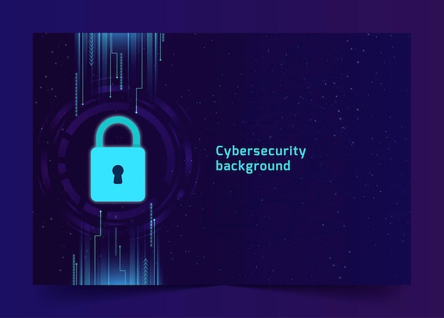Tło bezpieczeństwa cybernetycznego z ikoną zamka