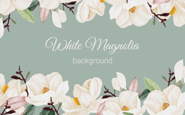 Tło Bukiet Kwiatów Magnolii Akwarela