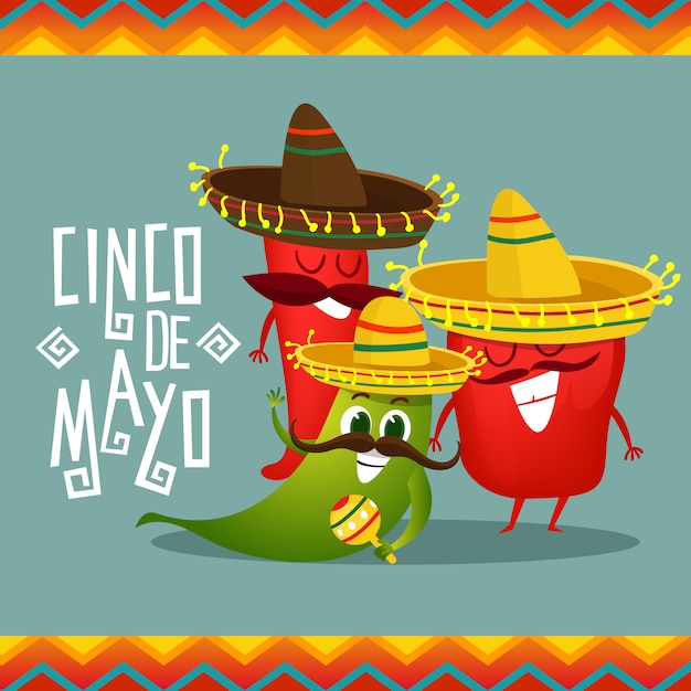 Tło Cinco De Mayo Z Pieprzem Znaków