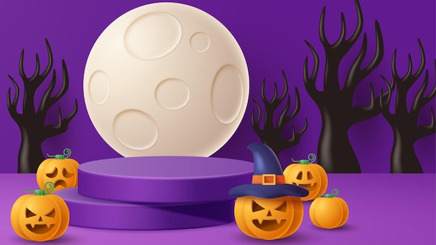 Plik wektorowy tło dekoracji na podium halloween z przerażającym ornamentem ilustracja wektorowa 3d