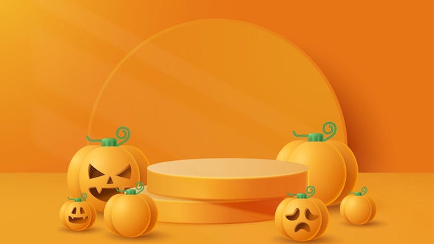 Tło Dekoracji Na Podium Halloween Z Przerażającym Ornamentem Ilustracja Wektorowa 3d