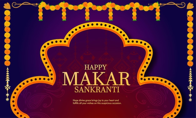 Tło festiwalu Creative Happy Makar Sankranti ozdobione latawcami, sznurek na festiwal w Indiach