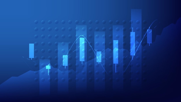 Plik wektorowy tło finansowe z trendem statystycznym rynku akcji z świecznikami i wykresem słupkowym