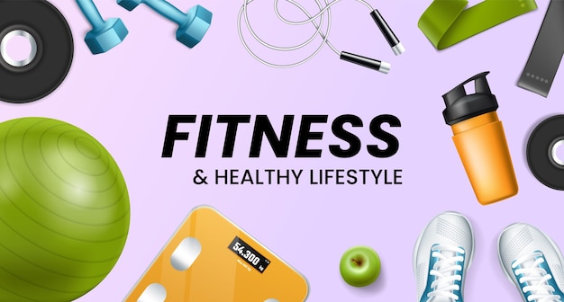 tło fitness w realistycznym stylu