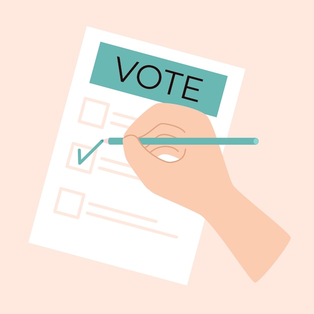 Plik wektorowy tło głosowania zaznacz kartę wyborczą ilustracja wektora koncepcji wyborczej