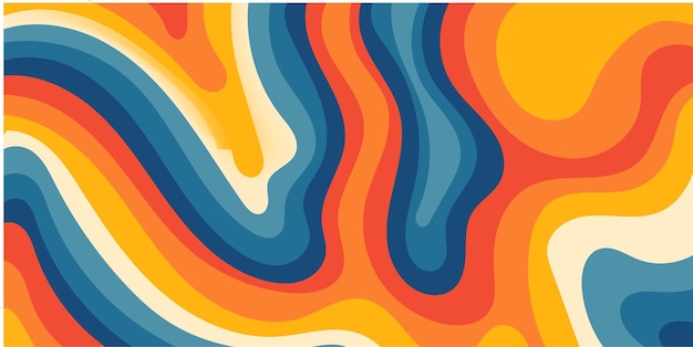Tło groovy 70s 60s styl abstrakcyjny falisty projekt funky psychedeliczny tęcza hippie wektor retro
