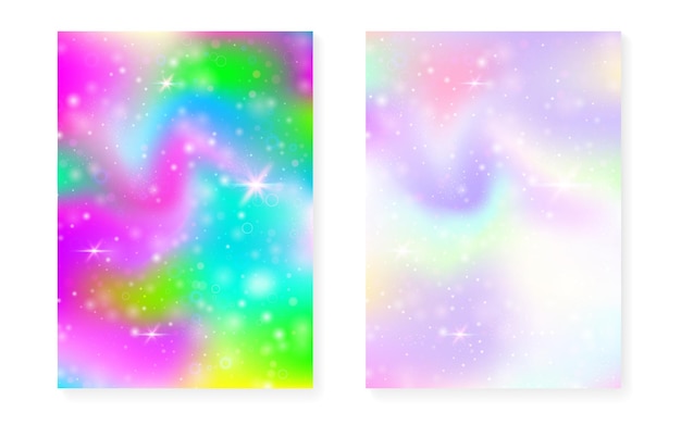 Tło jednorożca z kawaii magicznym gradientem Księżniczka tęczy