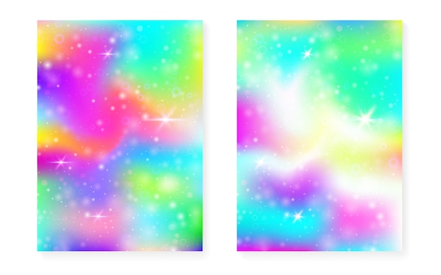 Tło jednorożca z kawaii magicznym gradientem Księżniczka tęczy