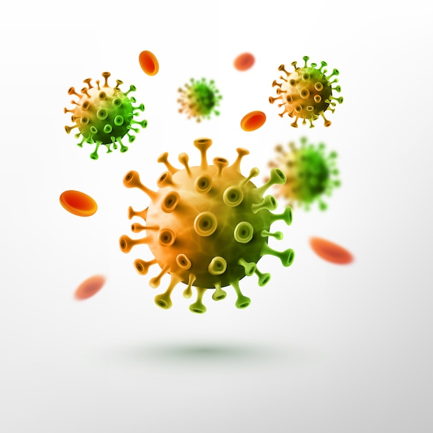 Tło Koronawirusa. Bakterie Zarazki Komórka Wirusa Mikroorganizmu