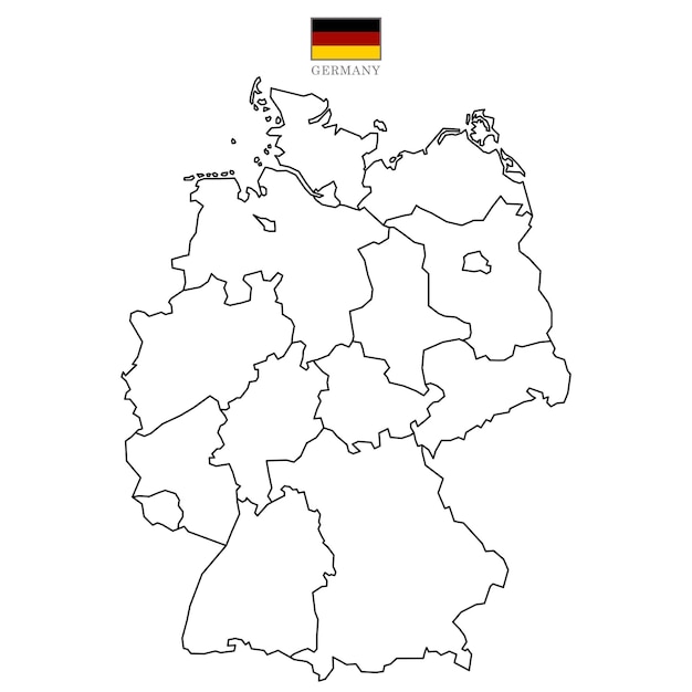 Plik wektorowy tło mapy niemiec ze stanami mapa niemiec izolowana na białym tle z flagą illus wektorowych