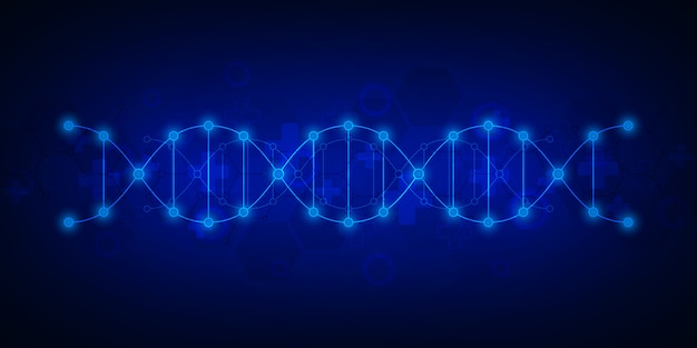 Tło nici DNA i inżynieria genetyczna lub badania laboratoryjne. Pojęcie technologii medycznej i nauki.