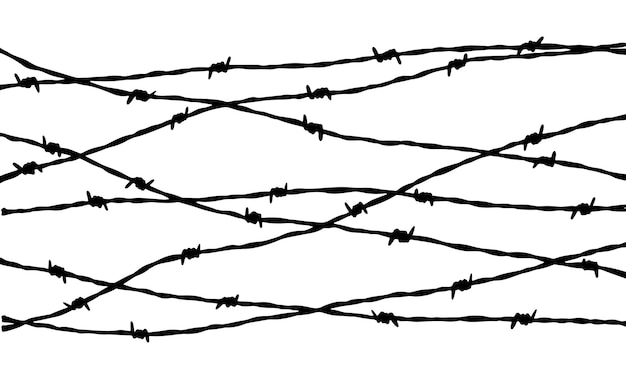 Plik wektorowy tło ogrodzenia z drutu kolczastego ręcznie rysowane ilustracji wektorowych w stylu szkicu