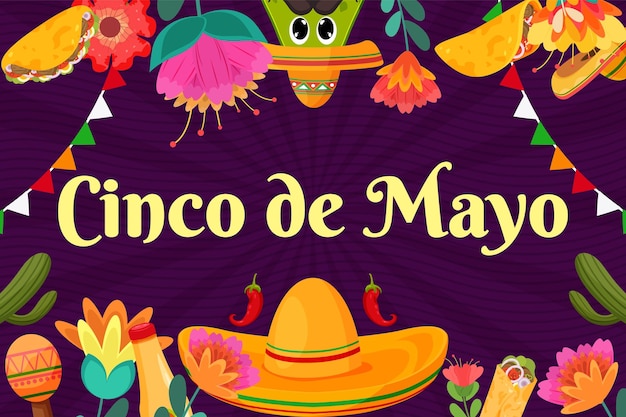Tło płaskie meksykański festiwal Cinco De Mayo