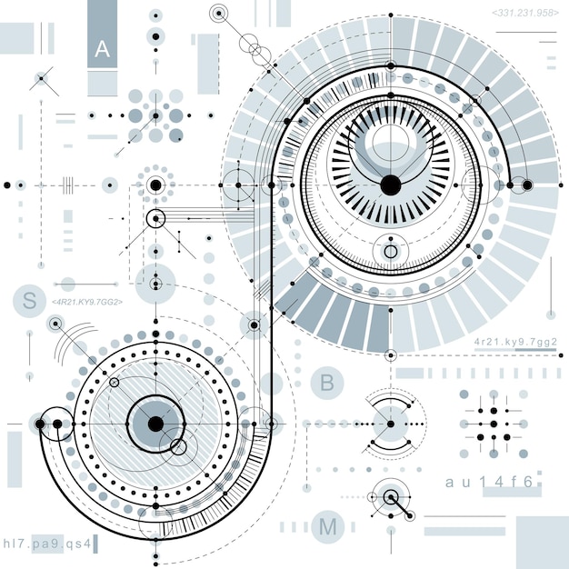 Plik wektorowy tło przemysłowe i inżynieryjne, przyszły plan techniczny. perspektywiczny plan mechanizmu, schemat mechaniczny. do wykorzystania jako tło strony internetowej.