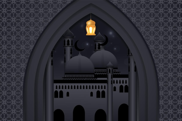 Tło Ramadan Kareem stylowy islamski z czarnym kolorem