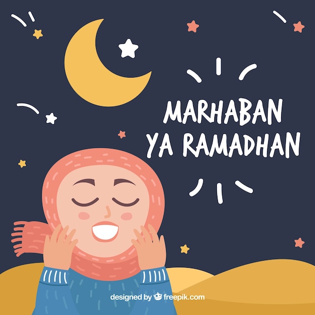 Tło Ramadán Z Dziewczyny Modleniem