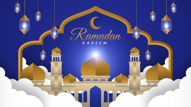 tło ramadanu lub tapeta z meczetem i latarnią