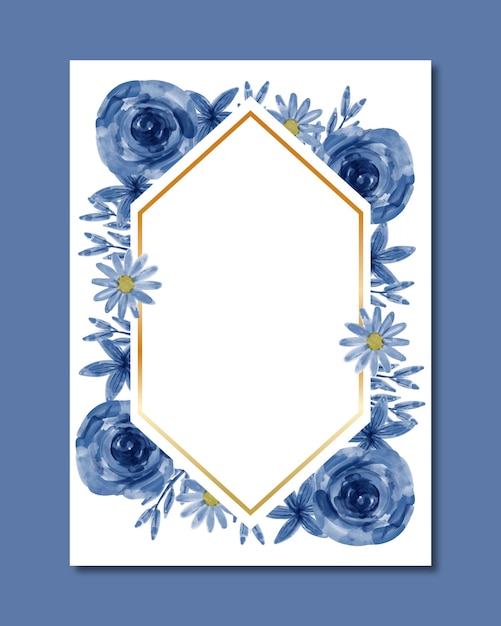 Tło Ramki Akwarela Niebieski Kwiat