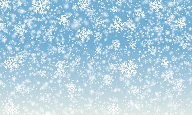 Tło śnieżynka. Spadający śnieg. Ilustracja wektorowa. Niebo śniegu. Boże Narodzenie zima tło.
