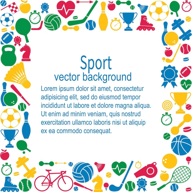 Plik wektorowy tło sportowe sportowe ikona z miejscem na tekst ikony sportowe i fitness w płaski ikony o