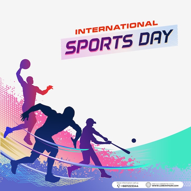 Tło sportowe Wektor Międzynarodowy Dzień Sportu Ilustracja Projekt graficzny do dekoracji bonów upominkowych i ulotek
