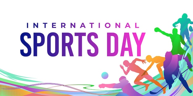 Tło Sportowe Wektor Międzynarodowy Dzień Sportu Ilustracja Projekt Graficzny Do Dekoracji Bonów Upominkowych I Ulotek