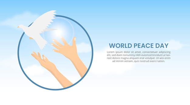 Tło światowego Dnia Pokoju Z Rękami Uwalniającymi Ptaka