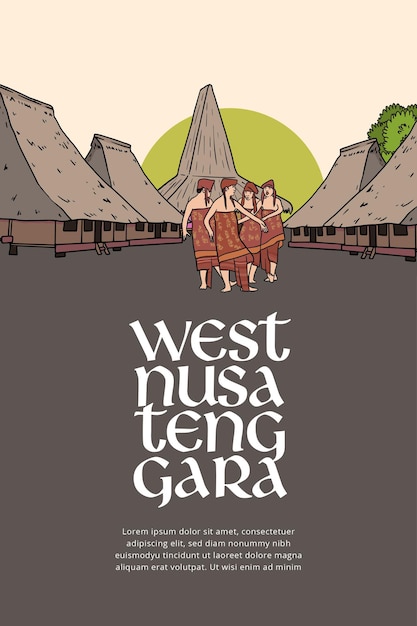 Plik wektorowy tło szablonu układu projektu wydarzenia kulturalnego z indonezyjską ilustracją przedstawiającą nusa tenggara