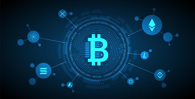 Tło Technologii Kryptowalut Ilustracja Wektorowa Bitcoin I Altcoins