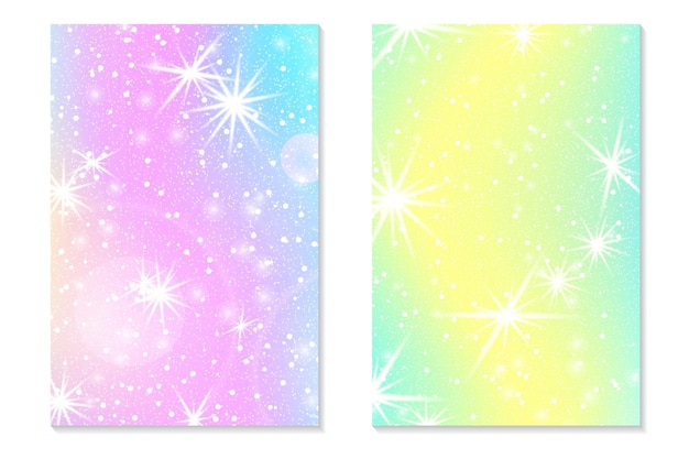 Tło tęcza jednorożca Holograficzne niebo w pastelowym kolorze Jasny hologram syrenka wzór w kolorach księżniczki Ilustracja wektorowa Jednorożec Fantasy gradient kolorowe tło tęczy