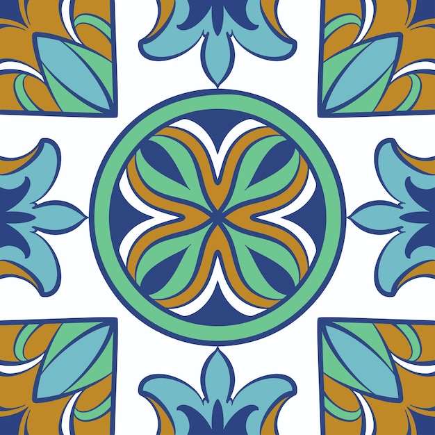 Plik wektorowy tło vintage mandala ozdobne płytki ceramiczne geometryczny wzór mozaiki retro