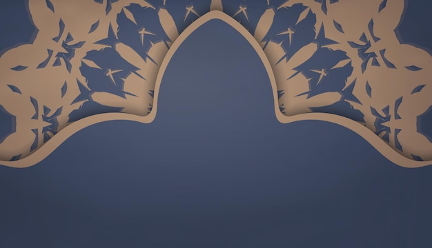 Tło W Kolorze Niebieskim Z Brązowym Ornamentem Mandali Do Projektowania Pod Logo Lub Tekstem