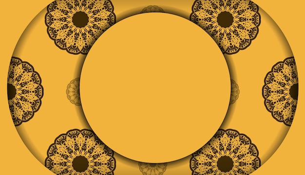 Tło W Kolorze żółtym Z Indyjskim Brązowym Wzorem Do Projektowania Pod Tekstem