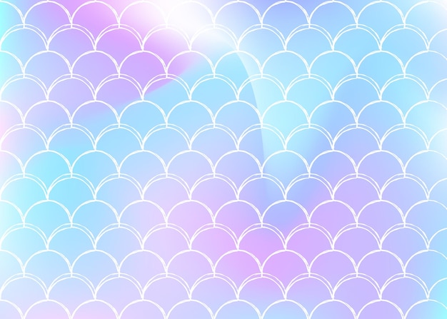 Tło w skali holograficznej z gradientową syrenką Jasne przejścia kolorów Baner i zaproszenie na ogon ryby Podwodny i morski wzór na przyjęcie dla dziewczynek Tęczowe tło z holograficzną skalą