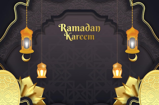 Tło W Stylu Ramadan Kareem Islamski Czarny Kolor