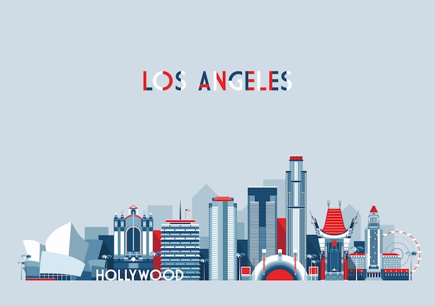 Tło Wektor Panoramę Miasta Los Angeles (stany Zjednoczone)