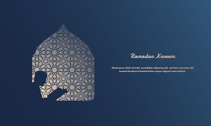 Wektor tło wektora ramadan kareem sylwetka muzułmanina czytającego koran