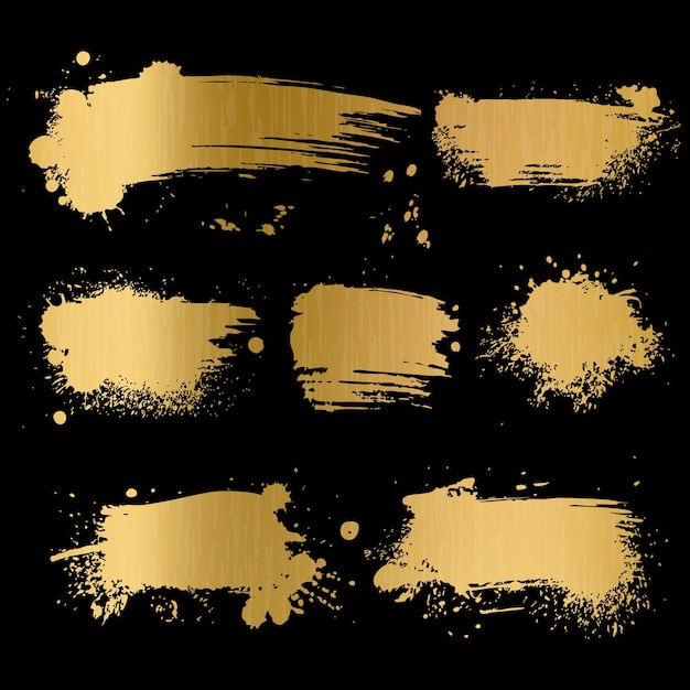 Plik wektorowy tło złoto grunge. czarna tekstura na złotym papierze foliowym na luksusową kartę glamour premium modna stara koncepcja sztuki pędzla