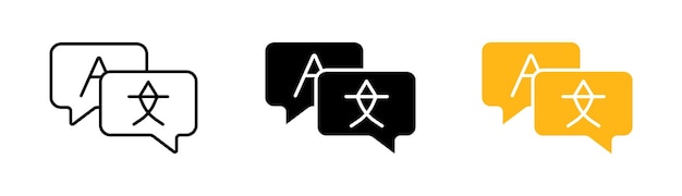 Tłumacz na ikonie linii telefonicznej Dymek z hieroglifem tłumaczy wielojęzyczne dwujęzyczne wprowadzanie głosu w języku obcym Ikona wektora w linii czarno-kolorowy styl na białym tle