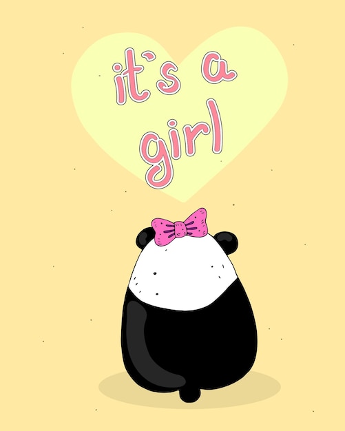 To Dziewczyna Słodkie śmieszne Dzieci Ilustracja Wektorowa Z Napisem Panda Kreskówki