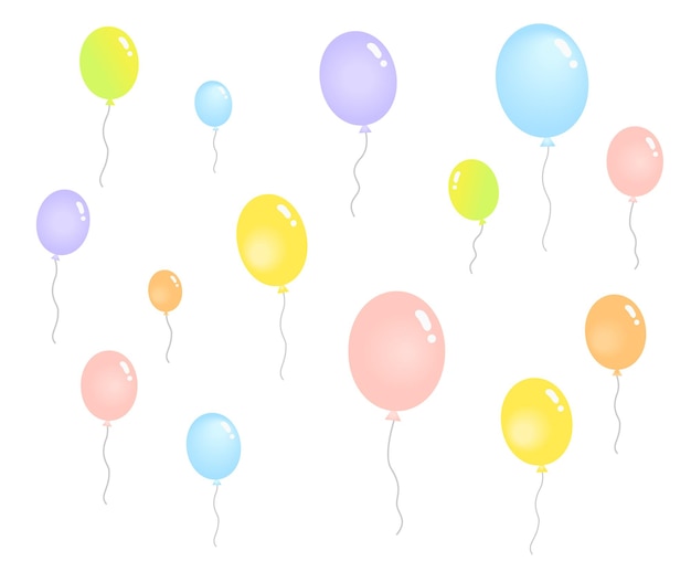 To Jest Kolorowy Zestaw Ilustracji Do Kolekcji Balonów Ze źródłem Projektu Na Przyjęcie Urodzinowe
