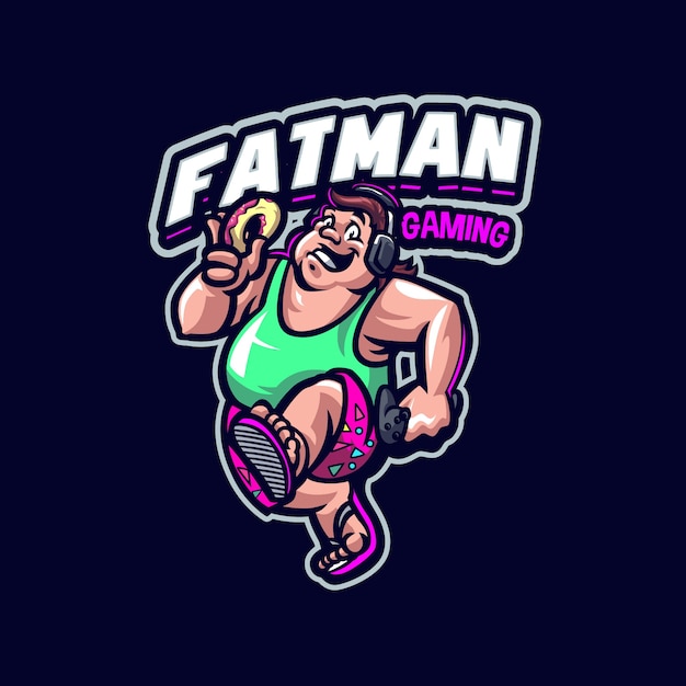 To Logo Fatman Mascot. Logo To Może Być Używane W Przypadku Logo Sportu, Streamerów, Gier I Esport.