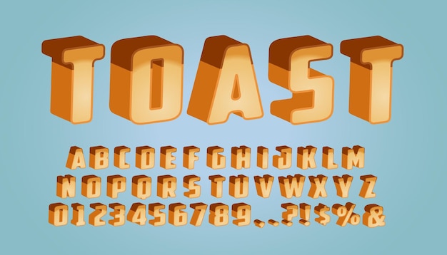 Toast Projekt Czcionki W Stylu 3d.