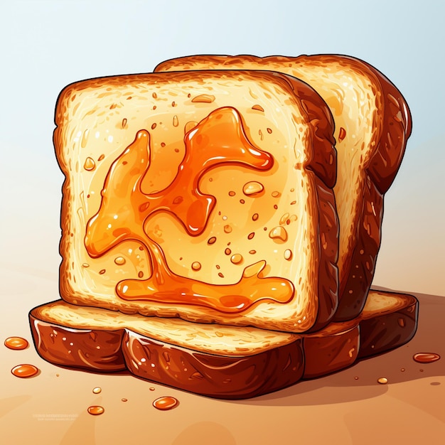 Toast Wektor śniadanie Jedzenie Izolowane Plasterki Posiłek Chleb Ilustracja Pyszny Piekarnia Morni