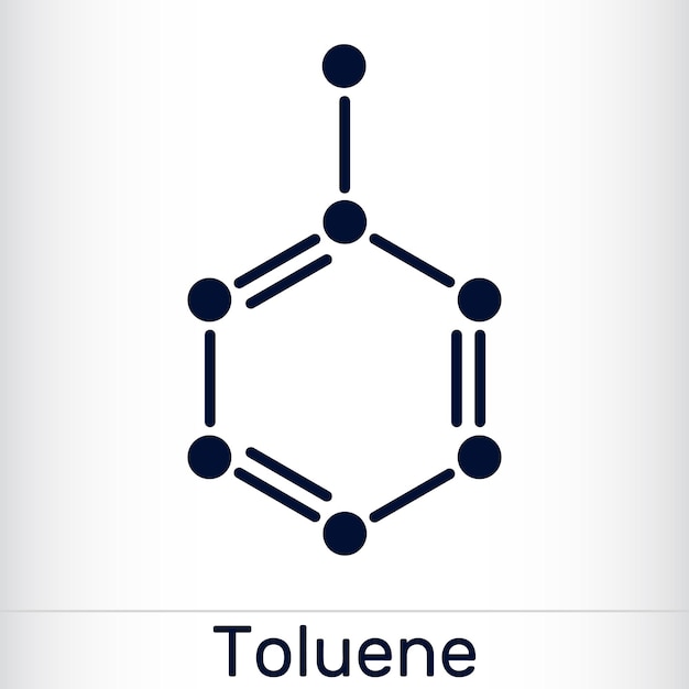 Toluen toluol C7H8 cząsteczka Metylbenzen węglowodor aromatyczny Skeletalny wzór chemiczny