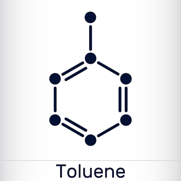 Plik wektorowy toluen toluol c7h8 cząsteczka metylbenzen węglowodor aromatyczny skeletalny wzór chemiczny