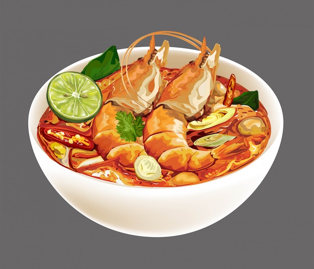 Plik wektorowy tom yum kung tajskie jedzenie